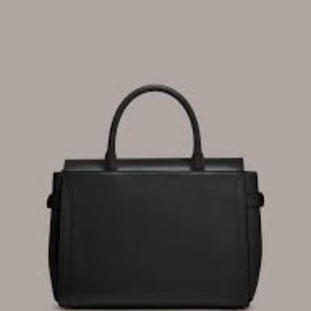 NWT- CAVALLI TATIANA LARGE BLACK POLISHED STRUCTURED BAG WITH TOP HANDLE - Picture 5 of 7